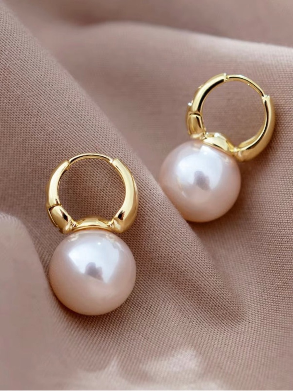 ***Classic Gold Hoop Pearl Drop Earrings - Elegant White Pearl Jewelry